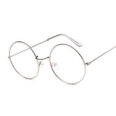 Round Glasses Frame Man Anti Blue Light Glasses Transparent Clear Lens
