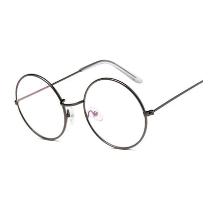 Round Glasses Frame Man Anti Blue Light Glasses Transparent Clear Lens