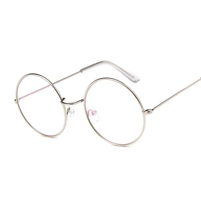 Round Glasses Frame Man Anti Blue Light Glasses Transparent Clear Lens