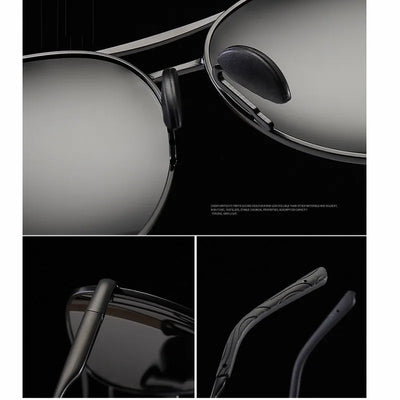 Aviation Metail Frame Polarized Sunglasses Men Color Changing Sun Glasses Pilot