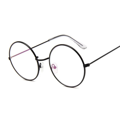 Round Glasses Frame Man Anti Blue Light Glasses Transparent Clear Lens