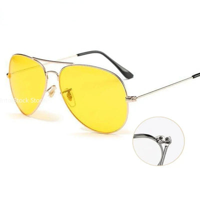 Pilot Yellow Sunglasses Men Day Night Vision