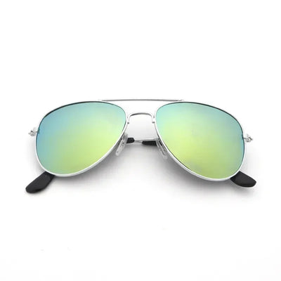 Men Retro Pilot Sunglasses Big Frame Silver Oversized Metal Eyewear Male