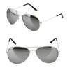 Men Retro Pilot Sunglasses Big Frame Silver Oversized Metal Eyewear Male