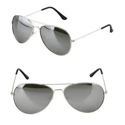 Men Retro Pilot Sunglasses Big Frame Silver Oversized Metal Eyewear Male