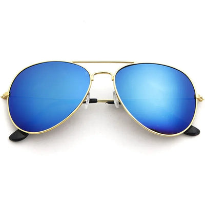 Men Retro Pilot Sunglasses Big Frame Silver Oversized Metal Eyewear Male