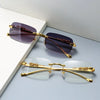 Luxury Rimless Square Sunglasses Gradient Metal Leopard Retro Shades Rectangle