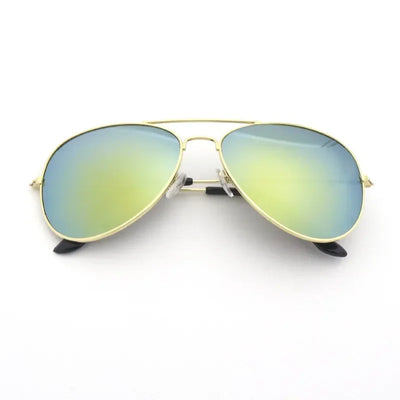 Men Retro Pilot Sunglasses Big Frame Silver Oversized Metal Eyewear Male
