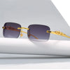 Luxury Rimless Square Sunglasses Gradient Metal Leopard Retro Shades Rectangle