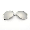 Men Retro Pilot Sunglasses Big Frame Silver Oversized Metal Eyewear Male